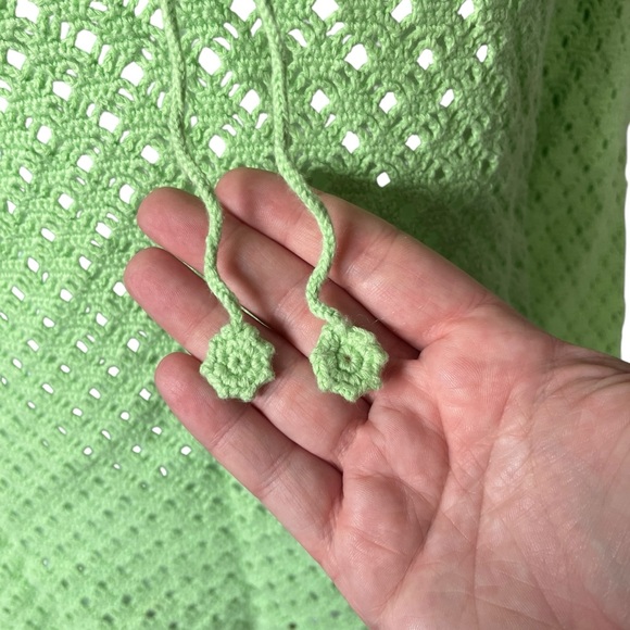 Vintage Y2K Banana Republic Bright Green Open Crochet Top Cotton Fairy Fairycore - Picture 5 of 11